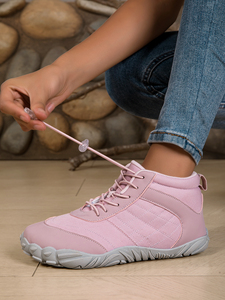 Scarpe da trekking minimaliste rosa da <span class=keywords><strong>donna</strong></span>, a taglio medio, leggere, con allacciatura rapida, punta larga, antiscivolo, per trail walking. - Product Image 6