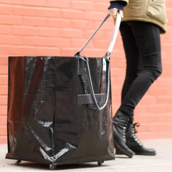 Alışveriş Tote haddeleme çantası tekerlekler ile katlanabilir market alışveriş çantası tekerlekler ile OEM taşınabilir alışveriş arabası torba