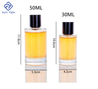 Flacon de parfum en verre cylindrique transparent de luxe haut de gamme 30ml 50ml 100ml 100 pièces avec pompe pulvérisatrice et diffuseur à bâtonnets, boîte en carton