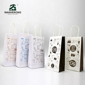 Custom Party Shopping <b>Gift</b> <b>Small</b> Brown White Kraft Paper Bag with logo for Bakery Coffee - Product Image 6
