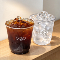 Gobelets jetables transparents en PET en forme de U de 12 à 16 oz avec couvercles pour smoothies, milkshakes, jus et café (vente en gros)