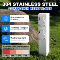 Colonne de prise extérieure étanche IP66 en acier inoxydable 304, 4 prises, pour jardin, aménagement paysager, hôtel