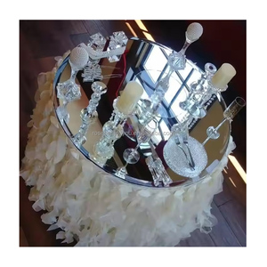 Plateau de table rond en acrylique miroir sur mesure de 60 à 72 pouces pour centre de table de mariage ou de fête - Product Image 5