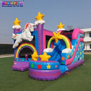 Castillo de salto inflable de Casa de rebote comercial usado para niños, castillo hinchable de unicornio barato con tobogán para la venta - Product Image 2