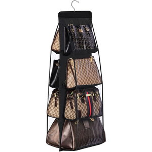 Foldable Space Saving Handbag <b>Hanging</b> Organizer 8-Pocket Purse Storage Hanger Fabric Cloth <b>Wardrobe</b> Bag Six-Tier Modern - Product Image 1