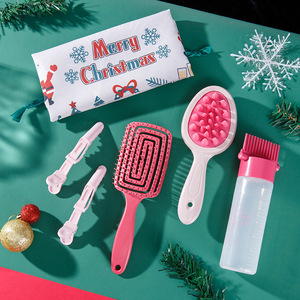 Ensemble de coiffure de Noël rose 6 pièces, peigne de massage, pinces à cheveux, cadeau pour usage général - Product Image 3