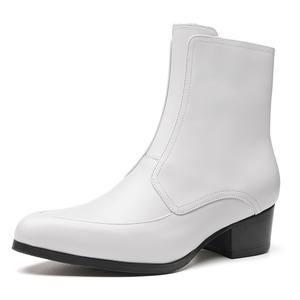 Botas de Tobillo Formales de Cuero con Punta en Pico, Estilo Británico para Hombre, Invierno 2026, Nuevas Botas Blancas con Cremallera y Tacón Alto - Product Image 5