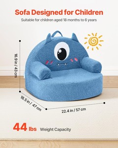 Movable & Washable Monster Style Teddy Plush <b>Cover</b> Comfy Foam Kids <b>Sofa</b> Toddler Chair with <b>Armrests</b> <b>for</b> Playroom Ideal Gifts - Product Image 2