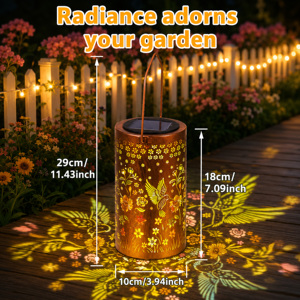 Lampes solaires d'extérieur en verre pour jardin, étanches IP65, lanternes LED colorées à projection creuse en forme de colibri, décoration artistique pour allée - Product Image 5