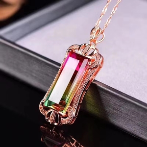 Nuevo Collar con Colgante de Turmalina Sandía, Mineral Original, <span class=keywords><strong>para</strong></span> Mujer, Regalo <span class=keywords><strong>para</strong></span> <span class=keywords><strong>Mejor</strong></span> Amiga, Joyería de Alta Gama - Product Image 3