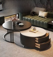 Table basse italienne haut de gamme 2026 pour petit appartement, plateau en pierre noire, salon, maison, nouveau design, table basse haut de gamme