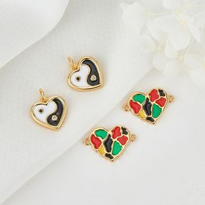 Hot Sale Fashion 14K Gold Plated Enamel Heart Shape Tai <strong>Chi</strong> <strong>Pendant</strong> for Jewelry Necklace Making accessories - Product Image 2