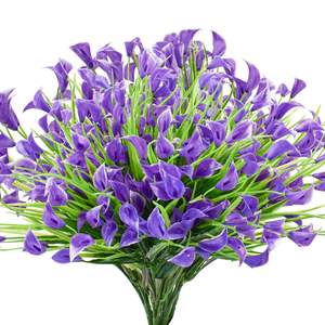 Flores artificiales flores acuáticas plástico primavera hierba violetas acabado seda impresa margaritas flores falsas - Product Image 1