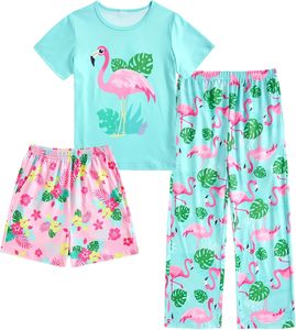 All'ingrosso <span class=keywords><strong>abbigliamento</strong></span> per bambini 2025 estate nuovo arrivo Set di indumenti da notte per bambina di alta qualità con stampa di cartoni animati personalizzati Set di pigiami 3 pezzi - Product Image 3