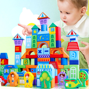 Children Wooden 100 Pieces DIY Stacking Building Block Sets Kit Baby Montessori Educational Toys for Toddler Kids Boys Girls - Product Image 2