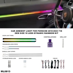 Kit d'éclairage d'ambiance intérieur de voiture Xenplus Dynamic Rainbow 10 LED avec contrôle par application pour Porsche 718 2016-2023, accessoires de mise à niveau - Product Image 1