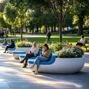 UHPC Flowerpot Stool With Integrated Planter Custom GRC Unique Public Seating Landscape Furnishings for Retail Outlets - Product Image 3