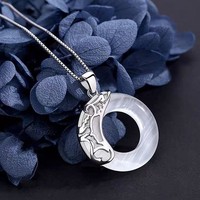 Collier de Couple de Style chinois femme amoureux homme pendentif piscine de Lotus pour hommes par Moonlight Dragon & Phoenix Antique