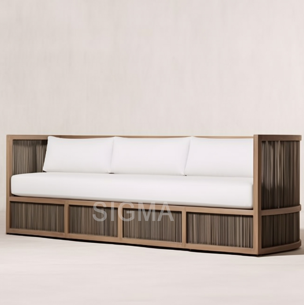 Modern All Weather teak  Luxury Outdoor Patio Hotel  Sofa set Couch Solid Wooden Armchair Garden Sofa sectional