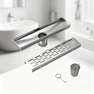 ניקוז רצפתי ליניארי מודרני לחדר אמבטיה, 12 אינץ', נירוסטה 316, ניקוז רצפתי סמוי עם סורג להכנסת אריחים, תקן CUPC - Product Image 2