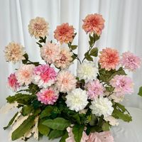 Bunga Dahlia Buatan 3 Kepala YL, Dekorasi Pernikahan, Rangkaian Bunga, Dekorasi Rumah & Taman, Bunga Dahlia Besar dari Kain Sutra