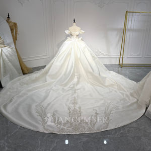 Vestido de Novia de Satén de Lujo Jancember XS241, Vestido de Novia con Hombros Descubiertos, Vestido de <span class=keywords><strong>Matrimonio</strong></span> - Product Image 4