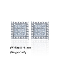 Boucles d'oreilles clous carrées classiques en zircon, tendance, vente en gros, délicates et minimalistes, pour femmes, cadeau d'anniversaire pour dames et jeunes filles