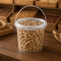 Seau en plastique transparent de qualité alimentaire 1L avec couvercle pour mini-pains, croissants, boulangerie, stockage alimentaire, présentoir de comptoir
