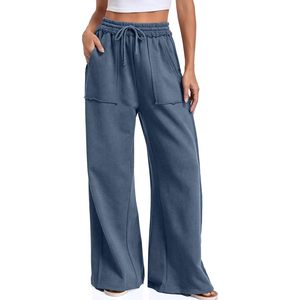 Pantalones Deportivos de Pierna Ancha para Mujer, Cintura Media, Tejidos, Transpirables, Casuales, con Bolsillos, Estilo Palazzo - Product Image 1