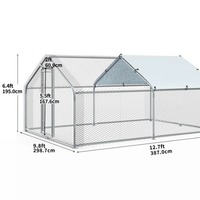 Poulailler en métal galvanisé robuste et de grande taille avec enclos et couverture supérieure pour 100 poulets