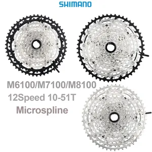 Shimano SLX XT Deore M8100 M7100 M6100, Spline mikro 12 kecepatan sproket K7 12V 10-51t MTB roda bebas sepeda 12 S