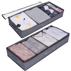 Foldable Nonwoven Clear PVC Window Underbed Storage Breathable Clothes Blankets Duvet Under Bed Storage Bags for Bedrooms