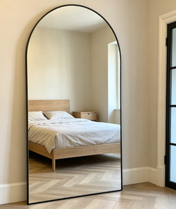 Modern Arched Full Length Mirror Aluminum Alloy Frame Decorative Wall Mirror Floor Standing <b>Bedroom</b> Living Room Hotel Customized - Product Image 1