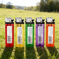 Briquet à gaz butane jetable, résistant au vent, portable, en plastique, de qualité OEM, pour cigarettes