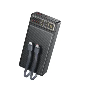 Yesido 20000mAh PD20W + USB22.5W carica rapida trasparente indicatore di stato di alimentazione con cavo Power Bank