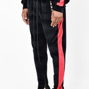 Nouveaux survêtements en velours rayés personnalisés de luxe pour hommes, coupe ajustée, élégants, vente directe d'usine - Product Image 3