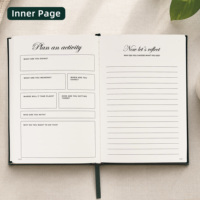Diario Guiado de Reflexión y Mindfulness con Cubierta de Tela de Lino Verde Oscuro Personalizada, Encuadernado Cosido y con Marcapáginas de Cinta