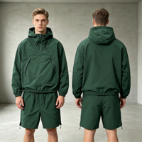 Ensemble short et sweat à capuche décontracté en nylon tissé coupe-vent pour homme, personnalisable, séchage rapide, service OEM ODM disponible