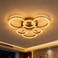 Plafonnier LED en acrylique doré JACKSUN 23,62'' Lumière tricolore Dimmable avec télécommande Plafonnier central pour salon