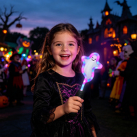Bâton lumineux LED fantôme d'Halloween - Baguette lumineuse RGB de 28 cm avec 3 modes de clignotement, cadeau de fête original pour enfants et fans de festivals de musique