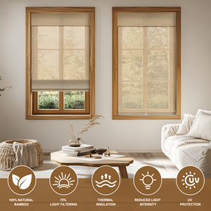Persianas enrollables <span class=keywords><strong>de</strong></span> bambú manuales plegables respetuosas con el medio ambiente para salas <span class=keywords><strong>de</strong></span> estar - Product Image 2