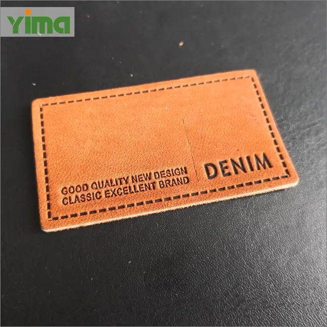 Benutzer definierte Kleidungs stücke Leder etiketten 3D geprägter Markenname Logo Jeans PU Leder abzeichen Natürliche echte Leder patches