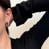 Dylam Design minimaliste Présentoir de boucles d'oreilles en argent 925 étincelant avec zircon cubique en or 14 carats
