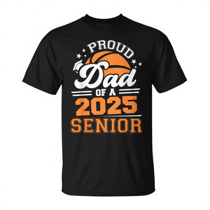 T-Shirt da Basket per Papà Orgoglioso 2025 - Laureato Senior - Design Promozionale Personalizzabile per l'Anno di Laurea - Product Image 2