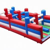 Parcours d'obstacles gonflable commercial Bungee Run en PVC robuste pour adultes et enfants, jeu de course, événement de carnaval en plein air, modèle de jeu de rebond amusant