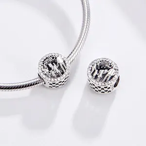 Bamoer 925 Sterling Silver Família Charme Coração Forma Beads Fit Pulseira Original para As Mulheres Presentes Da Família Fazer Jóias