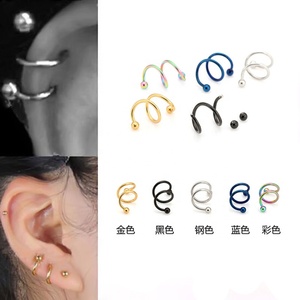 Boucles d'oreilles tendance en acier inoxydable, style punk, <span class=keywords><strong>spirale</strong></span> hélice, clou d'oreille, anneau de lèvre, <span class=keywords><strong>piercing</strong></span> de nez, <span class=keywords><strong>piercing</strong></span> de cartilage pour femme, bijoux de corps - Product Image 5