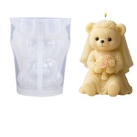 Neue Ideen Hochzeits-Teddybär Duftkerze Silikonform DIY Handgemachtes Kreatives Geschenk Gips-Ornament Schleifwerkzeug Kerzenform
