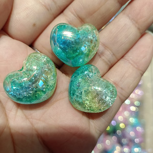 Acrílico 19*23mm chapado con grietas UV agujero Vertical corazón cuentas DIY hecho a mano cuentas pluma tapas teléfono móvil cadenas Accesorios - Product Image 3