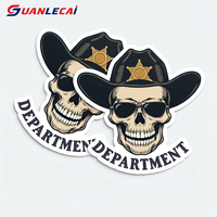 Individuelle Vintage Western Cowboy Totenkopf-Aufkleber, Wasserfeste Selbstklebende Gestanzte Retro Wild West Skelett-Sticker für Laptops